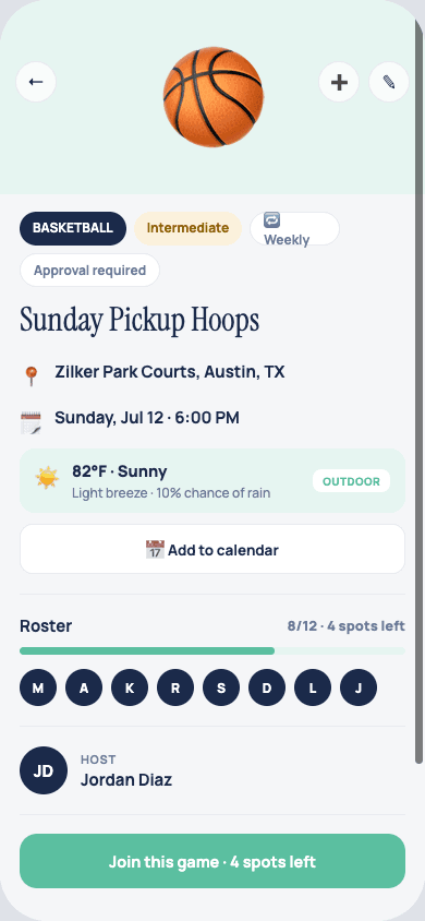 Team-in event detail